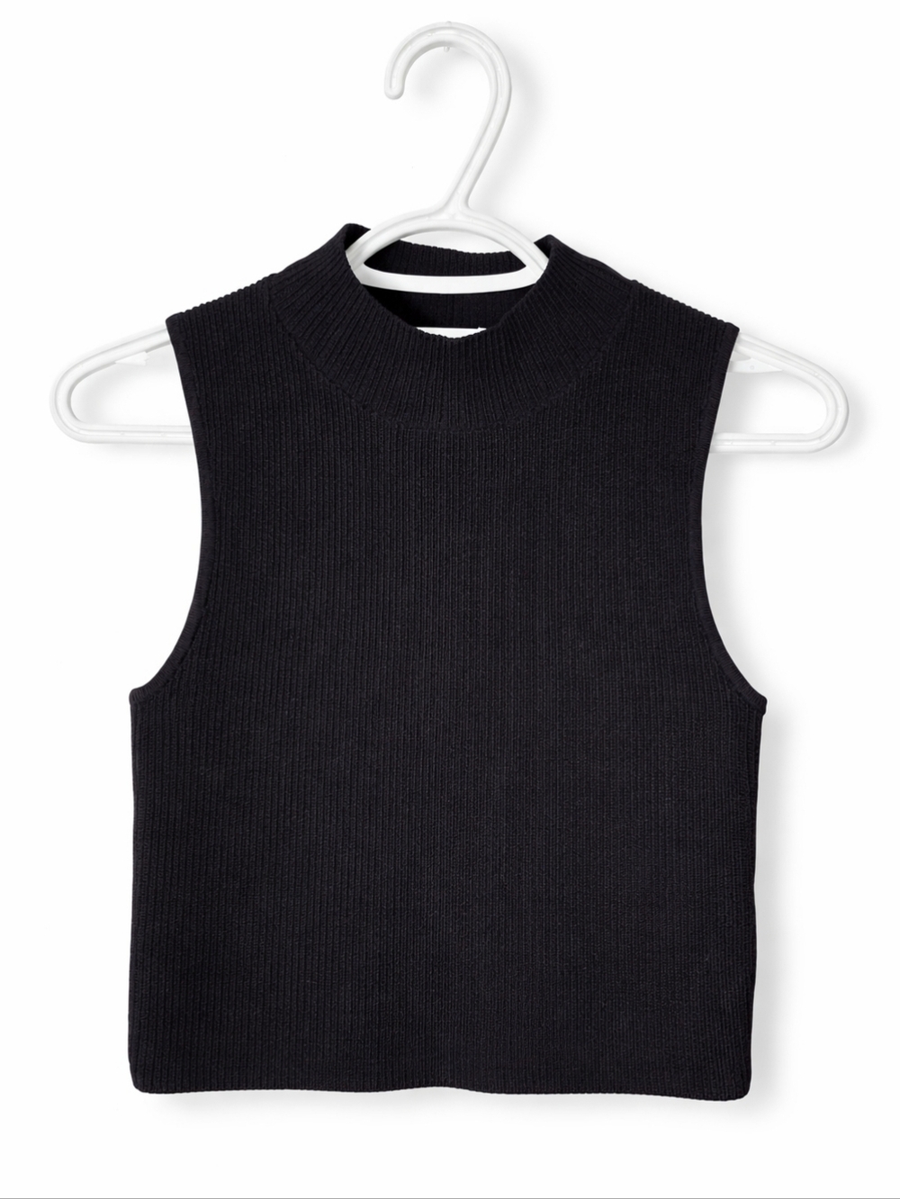 Babaton Aritzia Black Sculpt Ribbed Mockneck Sleeveless Crop Top
